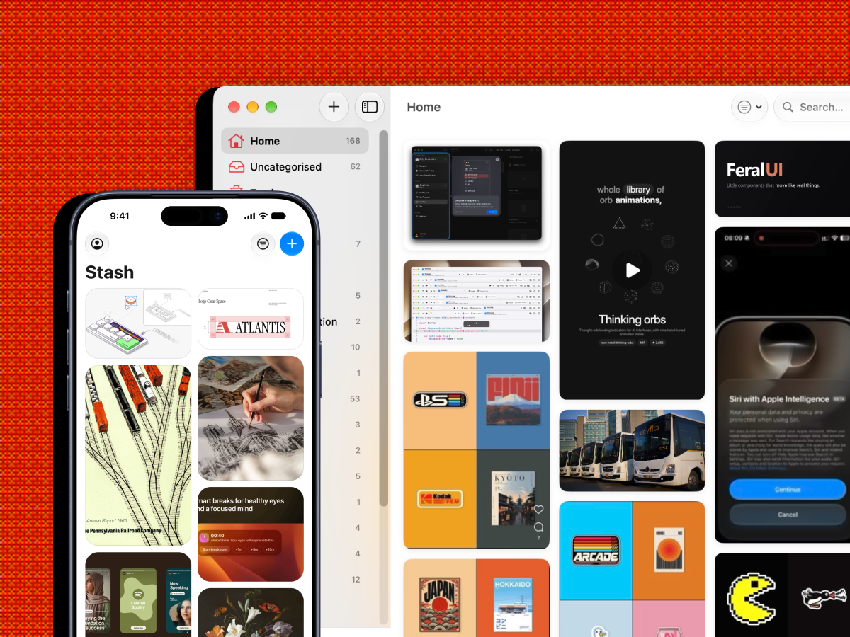 Stash running on iPhone and Mac with a visual library of saved inspiration